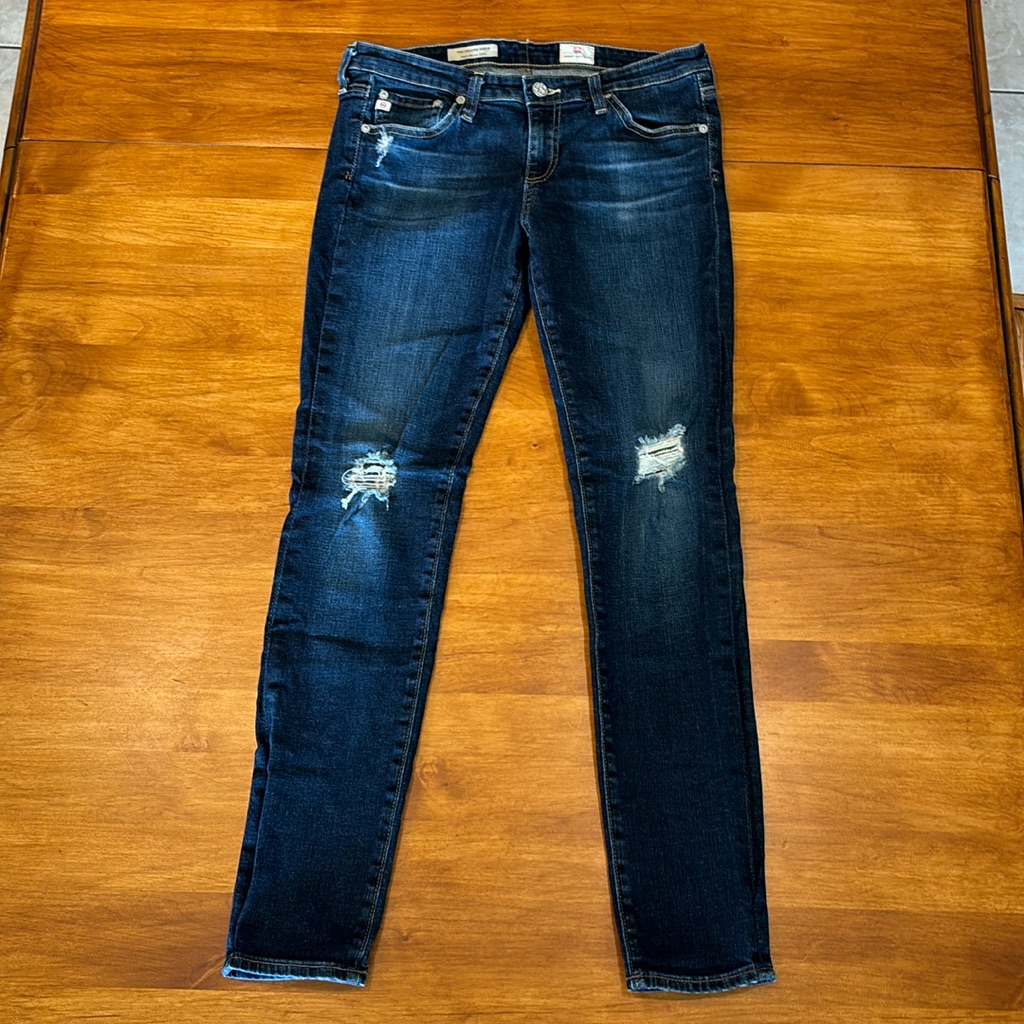 Ag Adriano Goldschmied Jean The Legging Ankle Super Skinny Distressed Denim 28